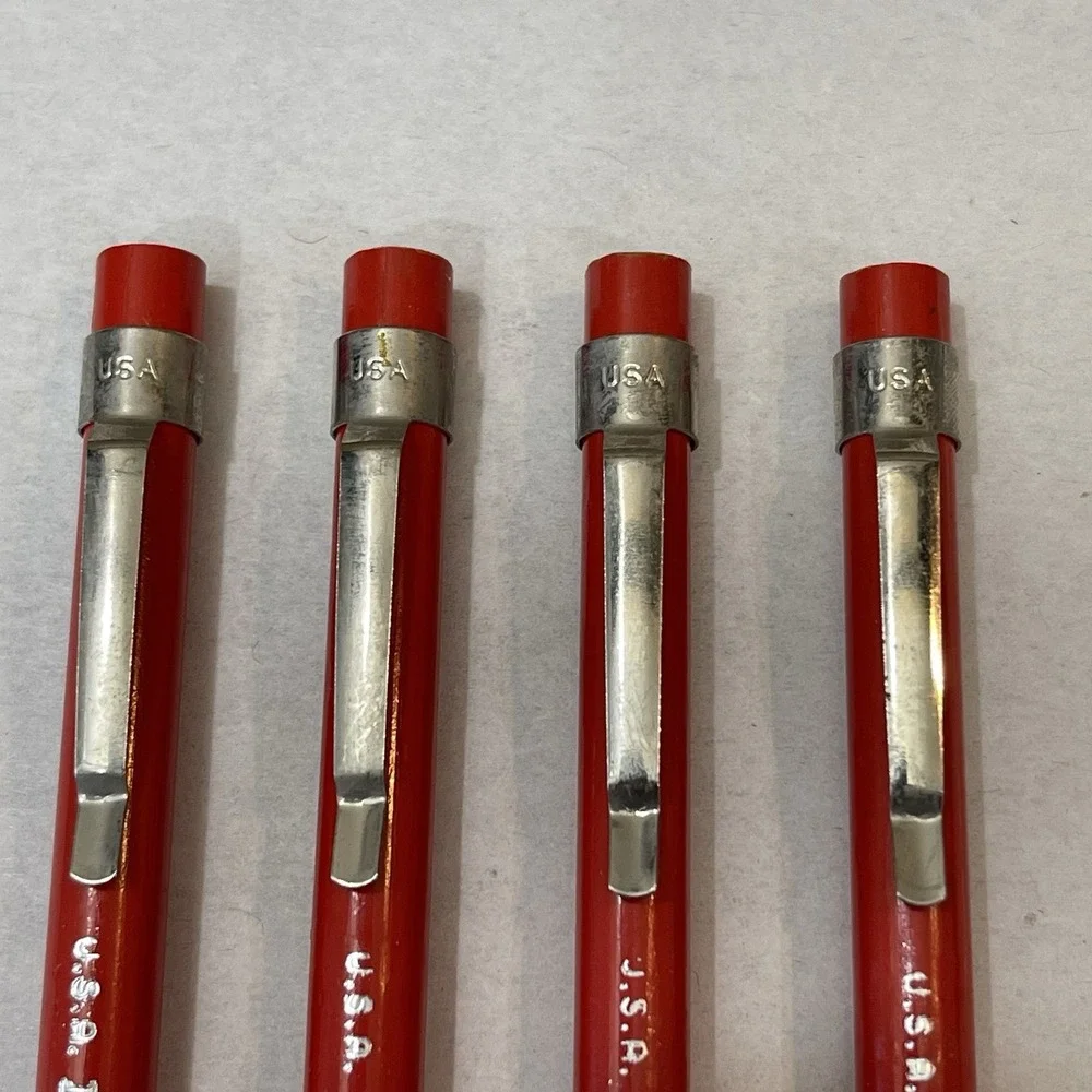 Vintage Dixon Thrift 1205 Red Blue Checking Pencil Lot 4 Pocket Clip USA Made